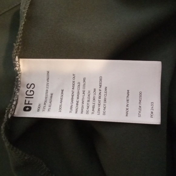 Figs Green Short Sleeve Tee with Crew Neck Lean Style Bonsai Color Size Xl Men - Picture 5 of 8